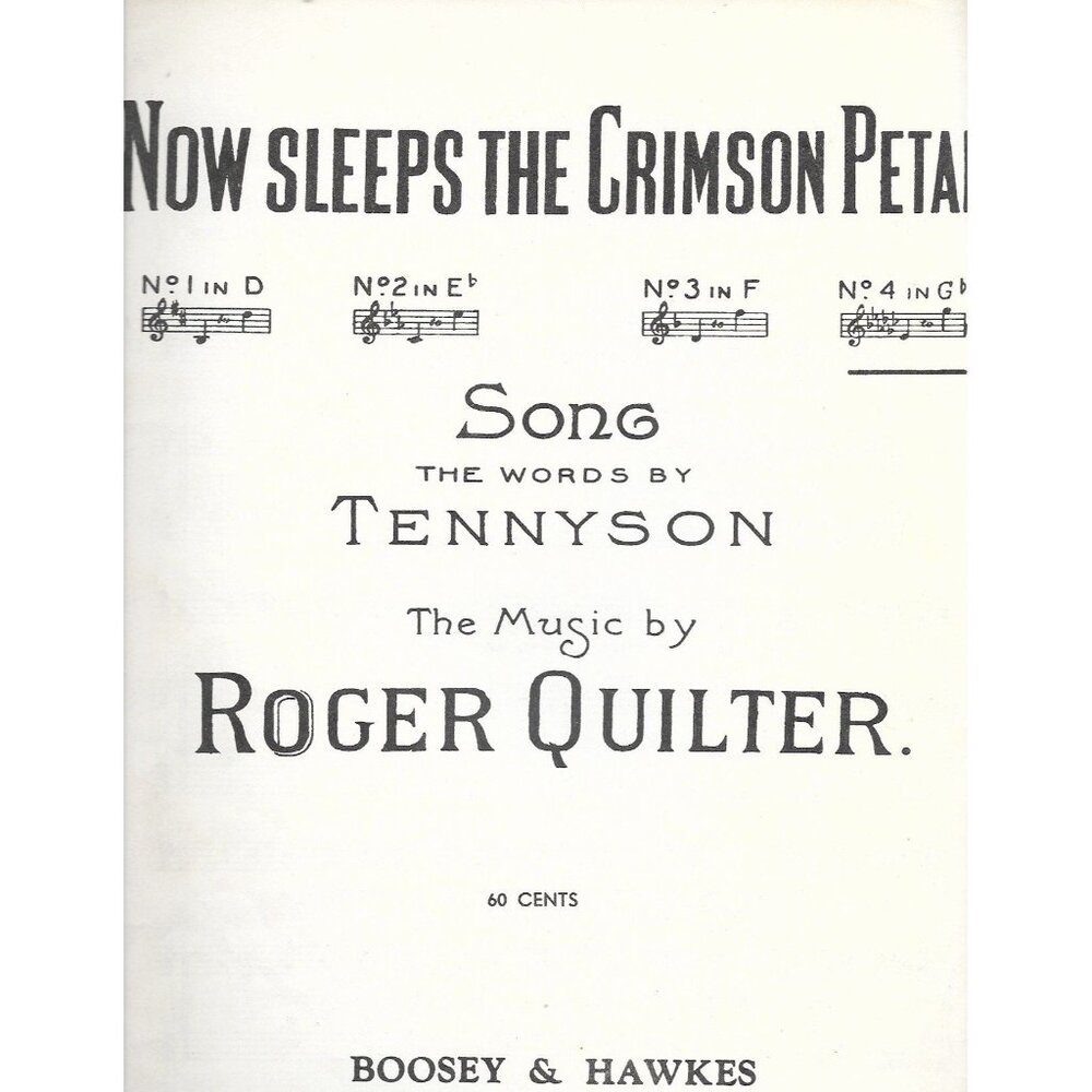Now Sleeps the Crimson Petal – Quilter Song Sheet Music Boosey 1931